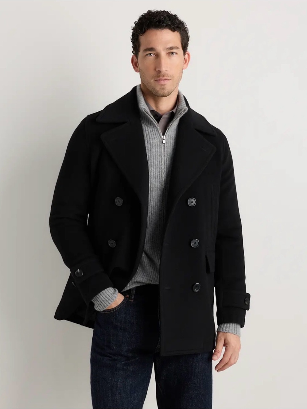Quince Men’s Wool Cashmere Peacoat Black XXL | New with tags
